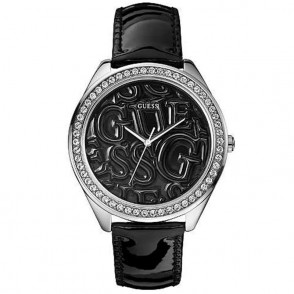 Orologio donna solo tempo guess W85098L4 cassa acciaio e cinturino in pelle nero