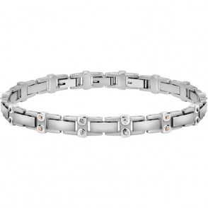 Bracciale Uomo MASERATI JM419ASA04 in Acciaio con Pistoni Rosati e Logo 