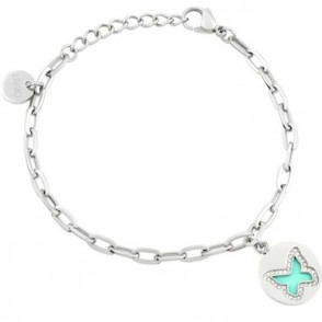 Bracciale donna liujo LJ1611 con charm rotondo forma di farfalla colore celeste