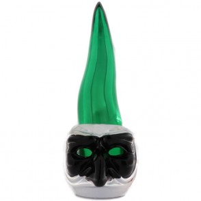 Corno con faccia Pulcinella 885 VERDE laminato in argento