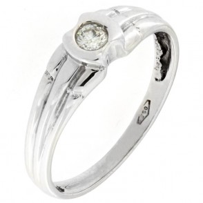 Anello Solitario Donna Oro Bianco 18kt 015 Diamante Naturale 0.15 ct G-Color VS1 Peso Oro 1.92 gr Completo di Certificato