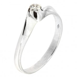 Anello Solitario Donna Oro Bianco 18 kt COD:030 Diamante Naturale 0.08 ct G Color Peso Oro 2.80 gr