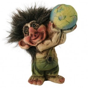 Statua Troll Con Mappamondo Portafortuna Nyform 840016