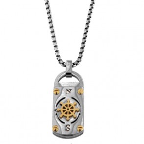 Collana Da Uomo Galassia GSCL188 In Acciaio Simbolo Timone Con Dettagli Colore Oro