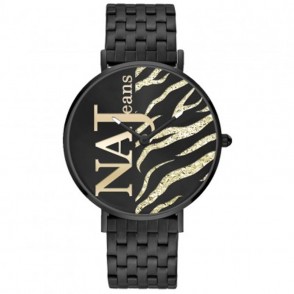 Orologio Da Donna NAJ OLEARI JEANS NJ712 In Acciaio PVD Nero E Quadrante Animalier 