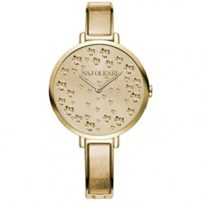 Orologio Da Donna NAJ OLEARI NJ638 In Pelle Oro E Cassa Acciaio PVD Oro Con Pavè