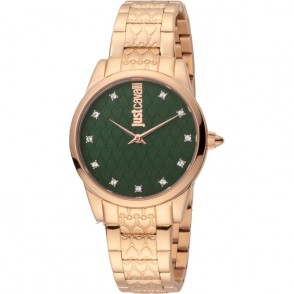 Orologio Just Cavalli Valentines JC1L010M0585 In Acciaio Rosato con Quadrante Verde e Swarovski