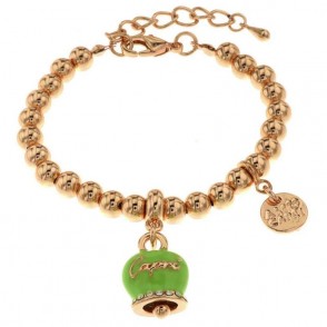 Bracciale Donna Amo Capri 3571921 Pendente Campana Smalto Verde Chiusura Moschettone