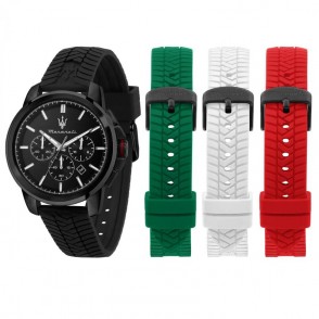 Box Orologio Uomo Maserati Successo R8871648005 Cronografo Con Tris Cinturino Tricolore