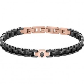 Bracciale Da Uomo Maserati JM422ATZ13 Jewels In Acciaio PVD Nero-Oro Rosa Con Logo Centrale