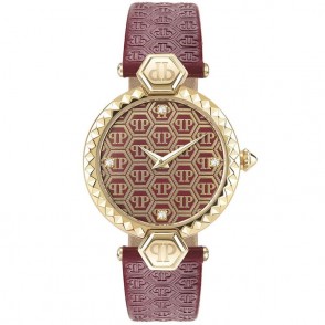 Orologio Donna Solo Tempo Philipp Plein Couture PWEAA0221 In Pelle Bordeaux Con Brillanti 