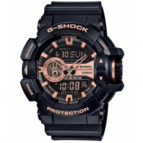 Orologio Digitale Da Uomo Casio G-Shock GA-400GB-1A4DR In Gomma Nero A Fondo Oro Rosa