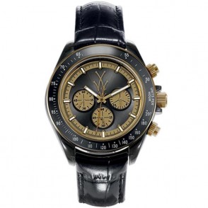 Orologio Cronografo Uomo TOYWATCH TGL06BK Cassa Acciaio Quadrante Nero Cinturino Pelle Nero