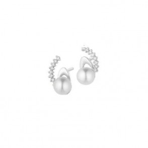 Orecchini Donna KIOTO 397B Oro 18kt con Diamanti e Perle 6 mm