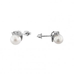 Orecchini Donna KIOTO 393B Oro 18kt con Diamanti e Perle da 7 mm