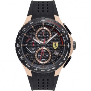 Orologio Uomo Cronografo Ferrari 0830728 Quadrante Nero Silicone + Omaggio Pochette
