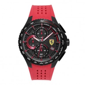 Orologio Uomo Cronografo Ferrari 0830727 Quadrante Nero Silicone Rosso + Omaggio Pochette
