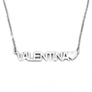 Collana GALASSIA con Nome VALENTINA in Acciaio con Cuore 45 cm