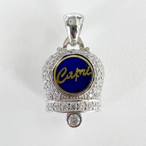 AMOCAPRI CZB0D2 Ciondolo in Metallo con campanella Capri Argento/Blu