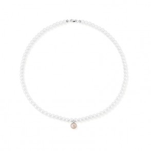 Collana Donna KIOTO COLPE003/7R con Perla Rosa e Diamante Chiusura Oro 18kt