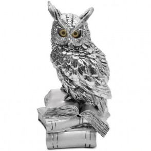 Statua in Resiona IG227 con Gufo su Libri 12x10x22 