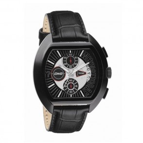 Orologio Cronografo Uomo D&G Time Dw0214 Cassa Acciaio Pvd Nera E Cinturino In Pelle Nero