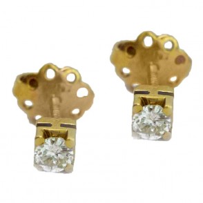 Orecchini Punto Luce In Oro Giallo 18kt Cod:Od91 O. Diamanti Naturali 0.34 Ct Peso Oro 1.80 Gr