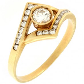 Anello Solitario Donna Oro Giallo 18kt Diamanti Naturali 0.50 ct G-Color VS1 Peso Oro 3.50 gr Completo di Certificato