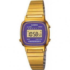 Orologio Donna Digitale Casio Vintage LA670WGA-6DF Quadrante Viola Cinturino color Oro