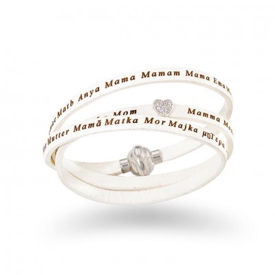 Bracciale Unisex AMEN AS-MA07 in Pelle colore Bianco con Chiusura Magnetica