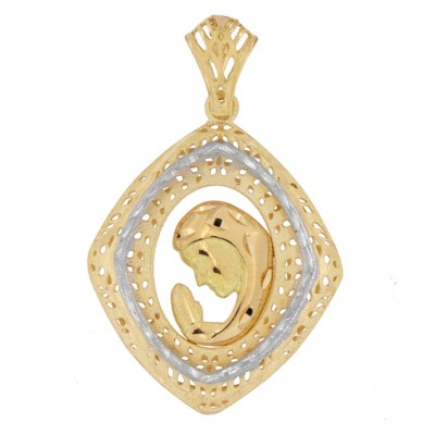 Ciondolo CV388 Pendente Madonnina Da Donna In Oro Bicolore 18kt di Gr3.41