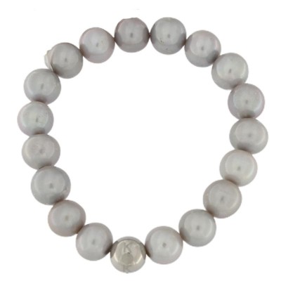 Bracciale donna elastico Kokichi  GREY-PA110 in perle con sfera oro bianco 18kt