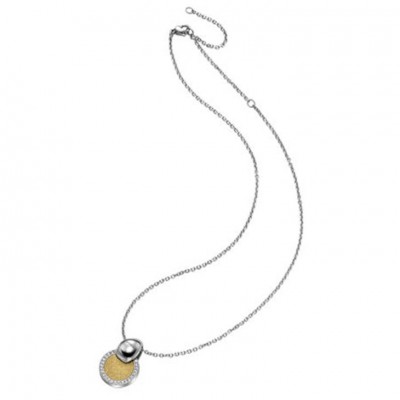 Collana Pendente Donna Breil Breilogy Tj1682 In Acciaio Glitter Giallo Con Cristalli Logato