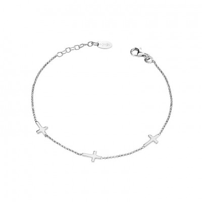 Bracciale Amen Con 3 Croci Prega,Ama Br3cb Colore Argento In Argento 925 Chiusura Moschettone