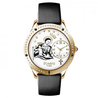 Orologio Solo Tempo Pompei Time Pmtgner Cassa Pvd Oro Cinturino Nero