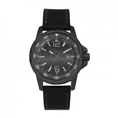 Orologio Solo Tempo Uomo Gooix Hua-05914 Cassa Acciaio Pvd Nero Cinturino In Pelle Nero