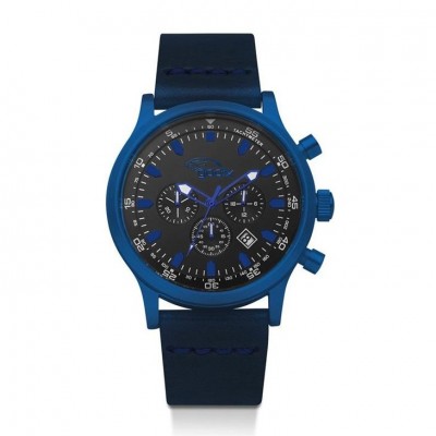 Orologio Cronografo Uomo Gooix Hua-05912 Cassa Acciaio Pvd Blu Cinturino In Pelle Blu