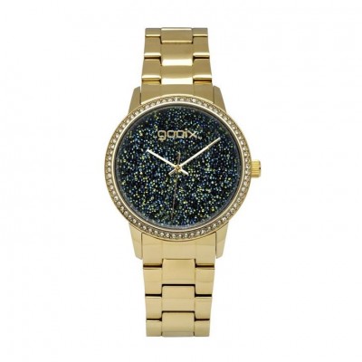 Orologio Solo Tempo Donna Gooix Dua-05907 Cassa E Cinturino In Acciaio Pvd Oro Con Cristallli