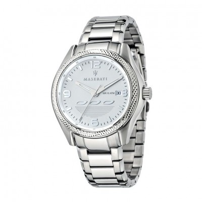 Orologio Solo Tempo Uomo Maserati R8853124002 Cassa E Cinturino Acciaio Silver Datario