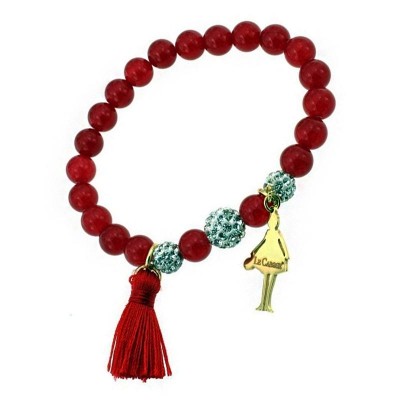 Bracciale Elastico LE CAROSE BRSPR05 con Perle Colorate Nappina e Cristalli