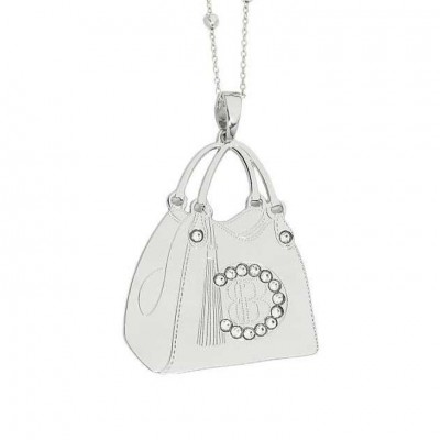 Collana Donna Boccadamo Mya Griffe Gf/Gr03 Con Borsa Pendente Argento E Swarovski