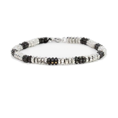 Bracciale Uomo Boccadamo Abr063 Man Steel Armband Silver Nero Acciaio