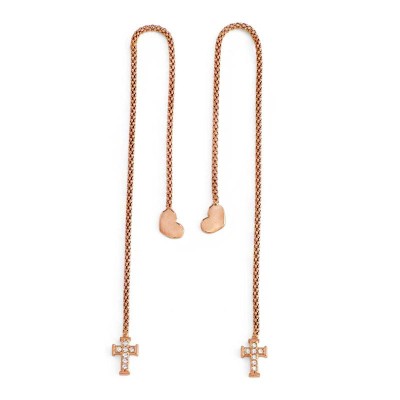 Orecchini AMEN OABR2 in Argento 925 Rosato con Croci Zirconate