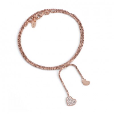 Bracciale Amen Babr1 Con Ciondolo Cuore Con Zirconi In Argento 925 Rosato