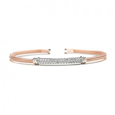 Bracciale Rigido GERBA 3017 Argento 925 Placcato Rosè Con Pavè Di Zirconi Bianchi