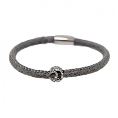 Bracciale Razza Augusta De Carolis Lun01 1 Filo Colore Grigio Con Charm E Cristalli