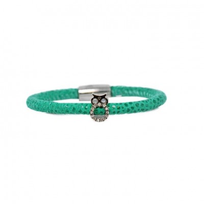 Bracciale Razza Augusta De Carolis Guf32 1 Filo Colore Verde Con Charm E Cristalli