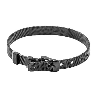 Bracciale Componibile in Acciaio SAPRATI BRNER con Maglia Milano colore Nero