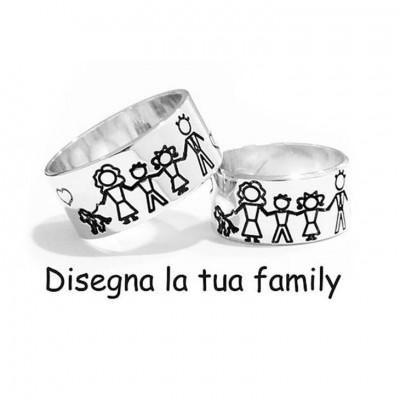 Anello In Argento 925 Personalizzato Disegna La Tua Famiglia