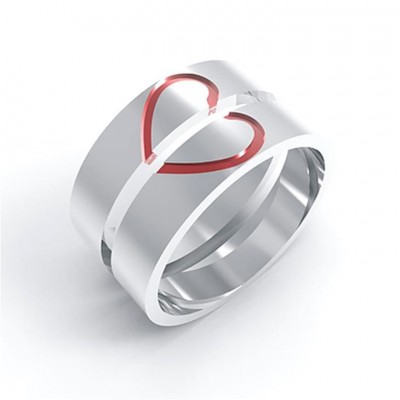 Fedine Personalizzate In Argento 925 Heart Red